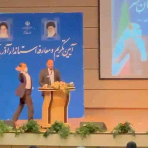Iranian governor slapped in the face during public speech